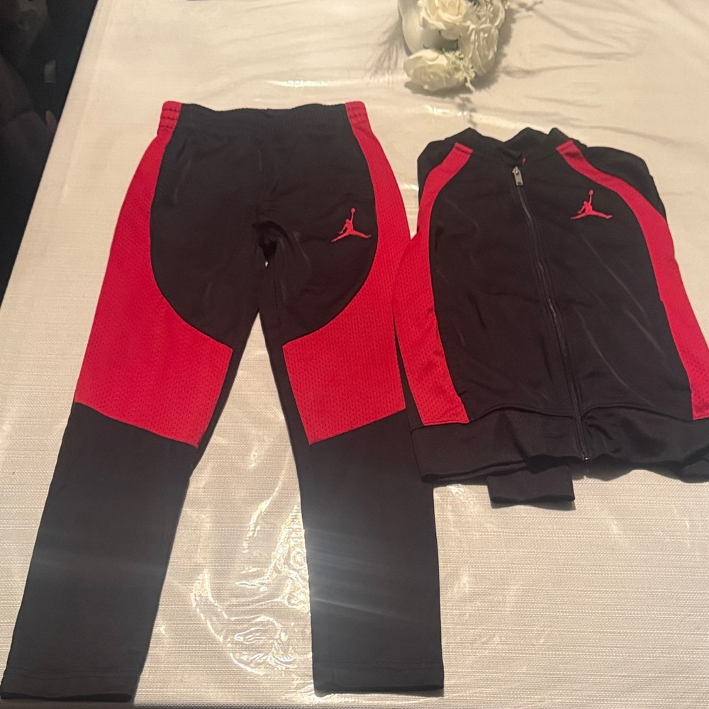 Jordan Red and Black Athletic Set